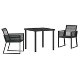 vidaXL Tuin Eettafel Set 3 pcs Zwart Gepoedercoat staal