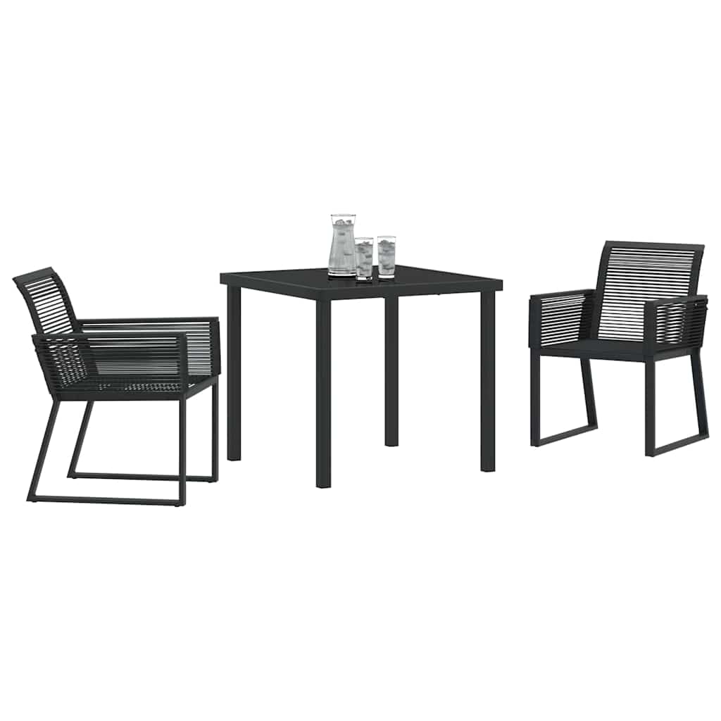 vidaXL Tuin Eettafel Set 3 pcs Zwart Gepoedercoat staal