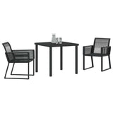 vidaXL Tuin Eettafel Set 3 pcs Zwart Gepoedercoat staal