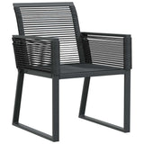 vidaXL Tuin Eettafel Set 3 pcs Zwart Gepoedercoat staal