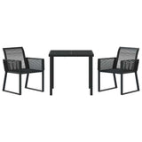 vidaXL Tuin Eettafel Set 3 pcs Zwart Gepoedercoat staal