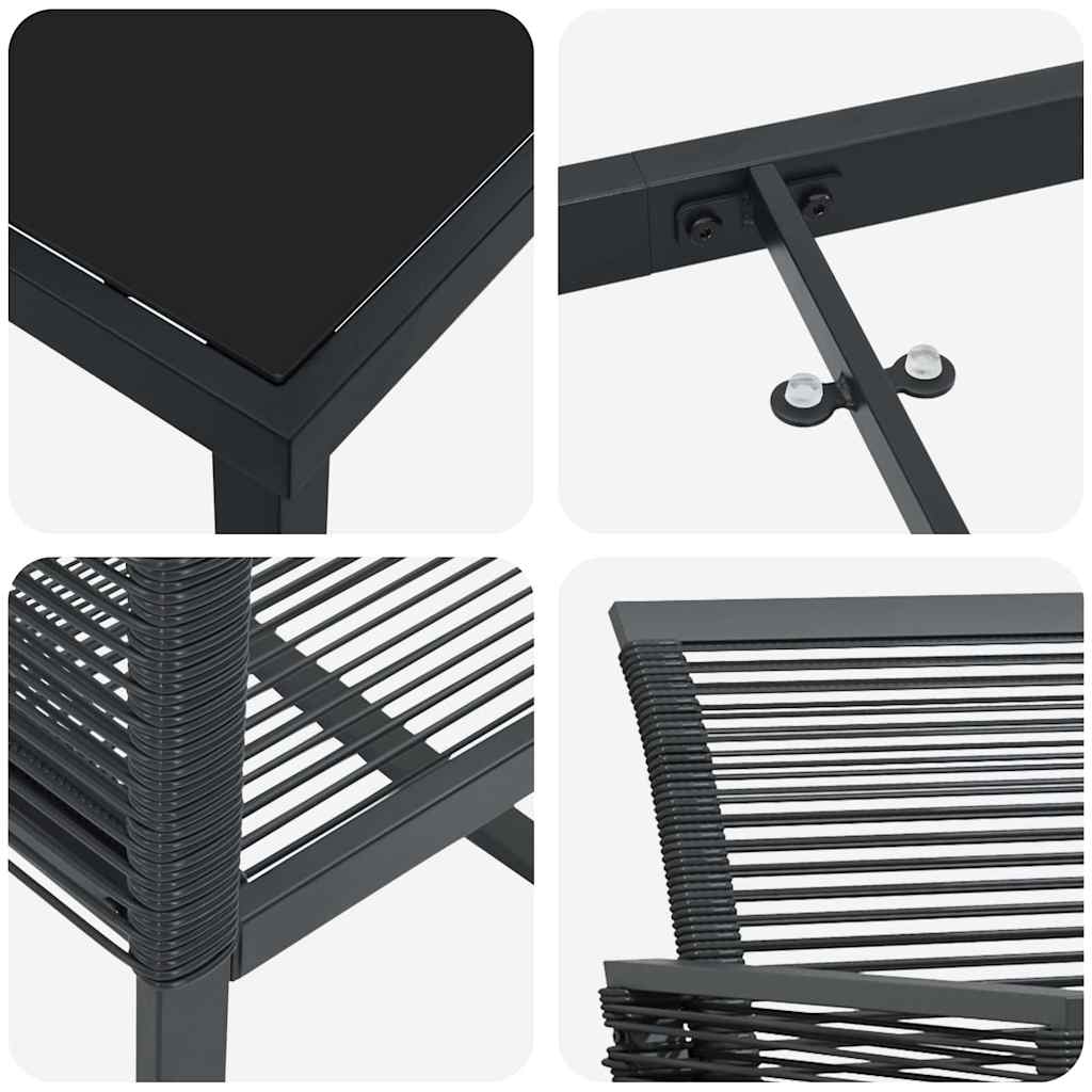 vidaXL Tuin Eettafel Set 3 pcs Zwart Gepoedercoat staal