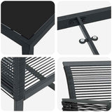 vidaXL Tuin Eettafel Set 3 pcs Zwart Gepoedercoat staal