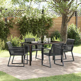 vidaXL Tuin Eettafel Set 3 pcs Zwart Gepoedercoat staal