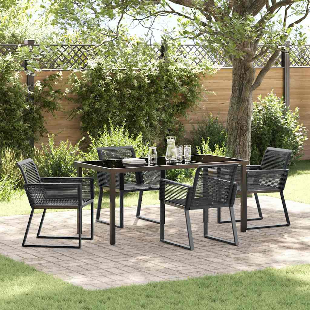 vidaXL Tuin Eettafel Set 3 pcs Zwart Gepoedercoat staal