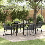 vidaXL Tuin Eettafel Set 3 pcs Zwart Gepoedercoat staal
