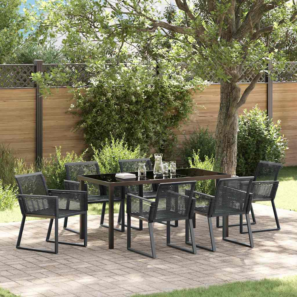 vidaXL Tuin Eettafel Set 3 pcs Zwart Gepoedercoat staal