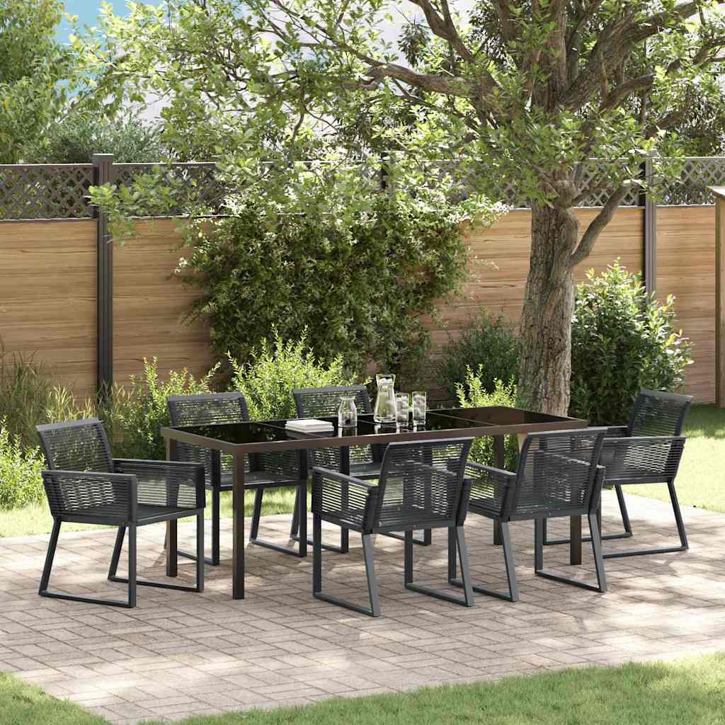 vidaXL Tuin Eettafel Set 3 pcs Zwart Gepoedercoat staal