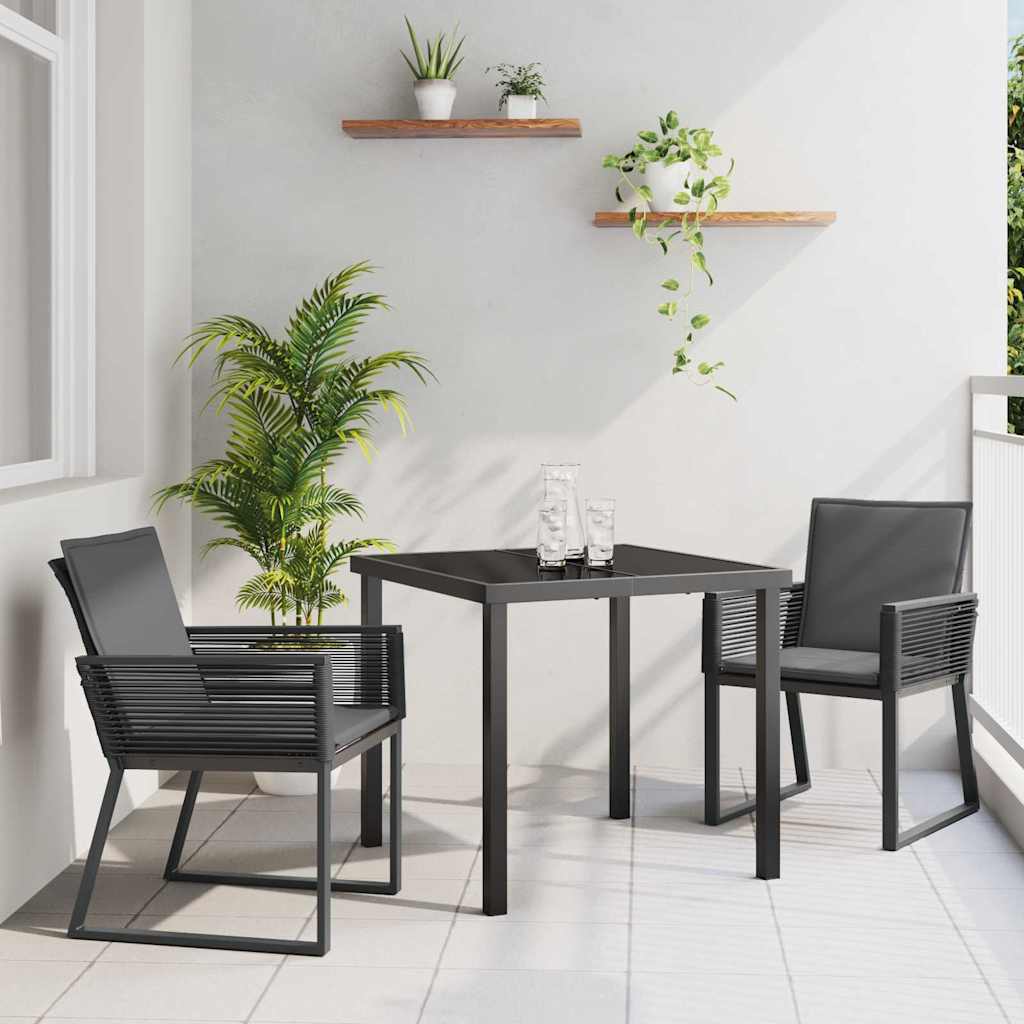 vidaXL Tuin Eettafel Set 3 pcs Zwart Gepoedercoat staal