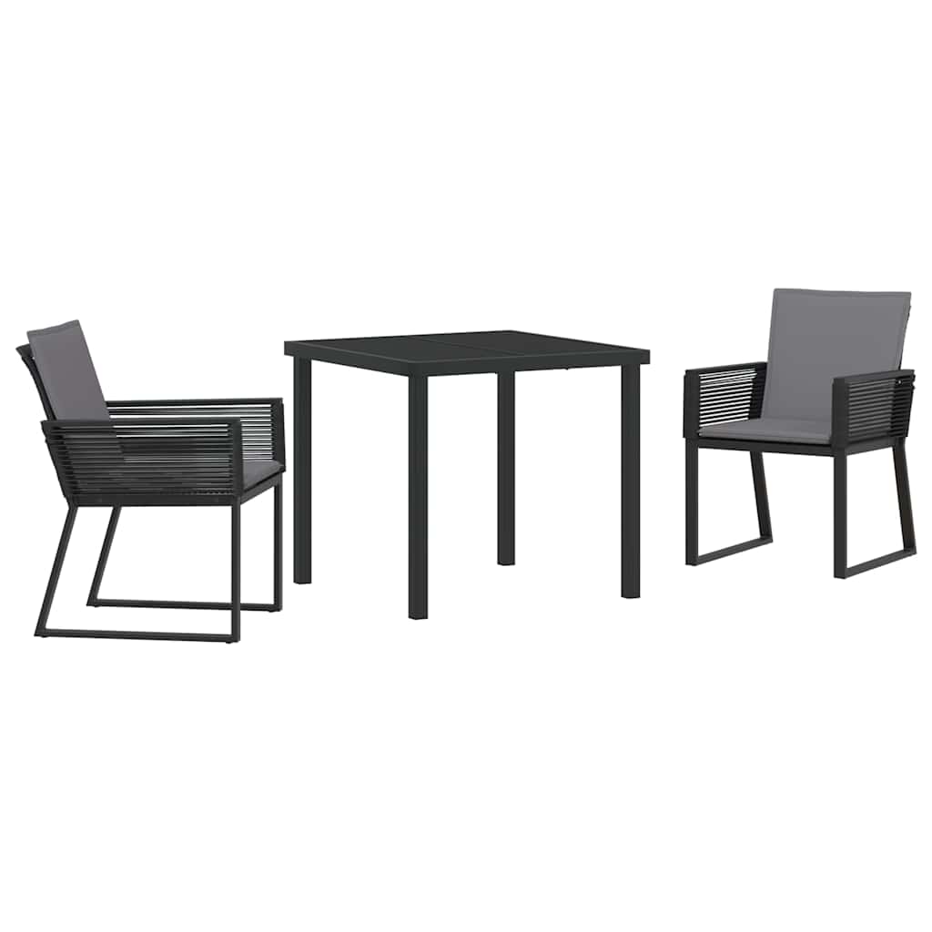 vidaXL Tuin Eettafel Set 3 pcs Zwart Gepoedercoat staal
