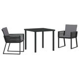 vidaXL Tuin Eettafel Set 3 pcs Zwart Gepoedercoat staal