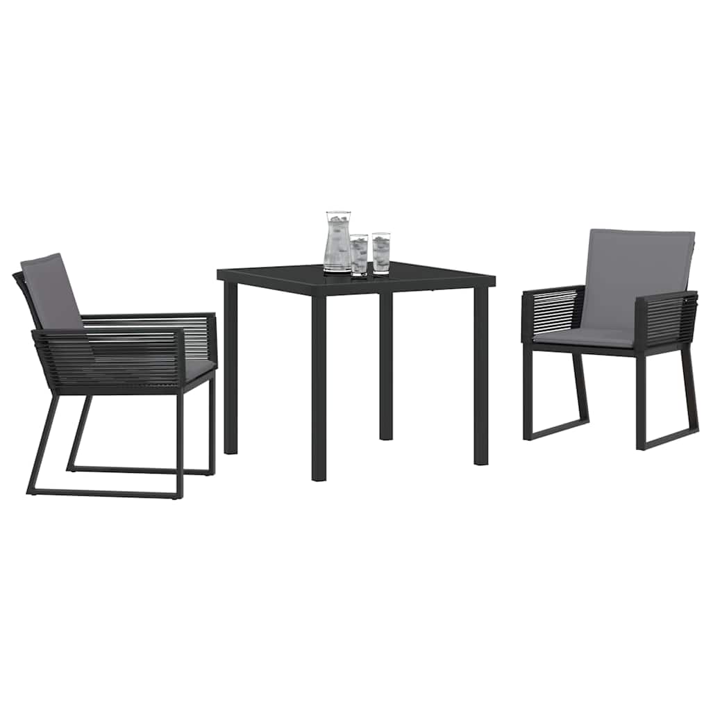 vidaXL Tuin Eettafel Set 3 pcs Zwart Gepoedercoat staal