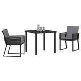 vidaXL Tuin Eettafel Set 3 pcs Zwart Gepoedercoat staal