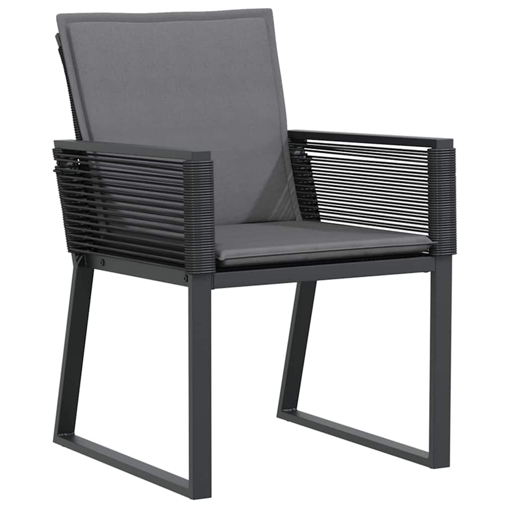 vidaXL Tuin Eettafel Set 3 pcs Zwart Gepoedercoat staal