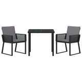 vidaXL Tuin Eettafel Set 3 pcs Zwart Gepoedercoat staal