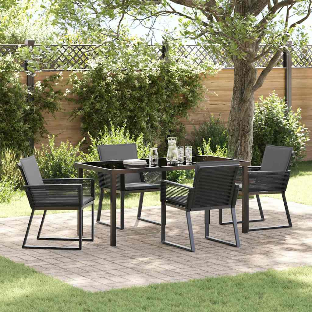 vidaXL Tuin Eettafel Set 3 pcs Zwart Gepoedercoat staal