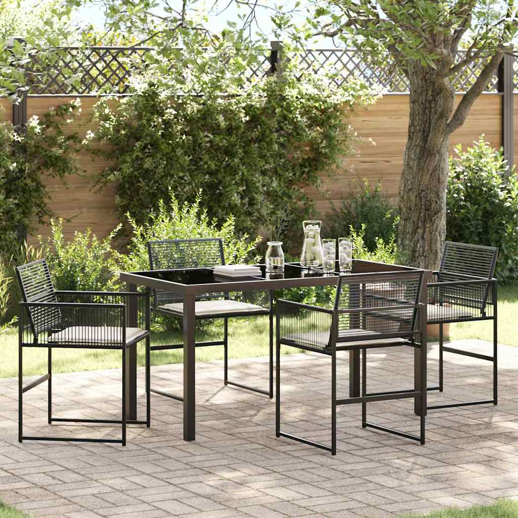 vidaXL Garden Dining Set 5 pcs Black Powder-Coated Steel