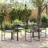 vidaXL Garden Dining Set 5 pcs Black Powder-Coated Steel