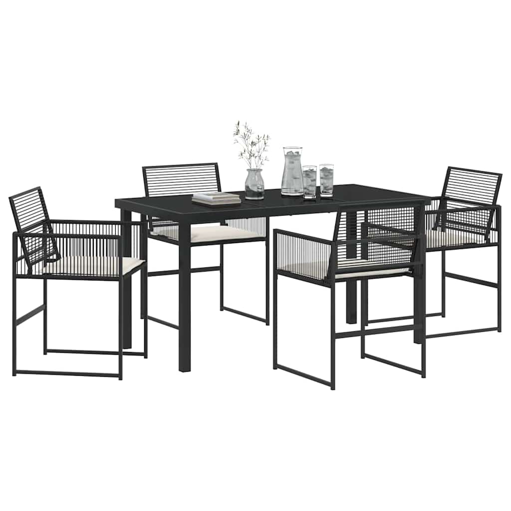 vidaXL Garden Dining Set 5 pcs Black Powder-Coated Steel