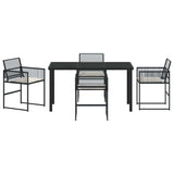 vidaXL Garden Dining Set 5 pcs Black Powder-Coated Steel
