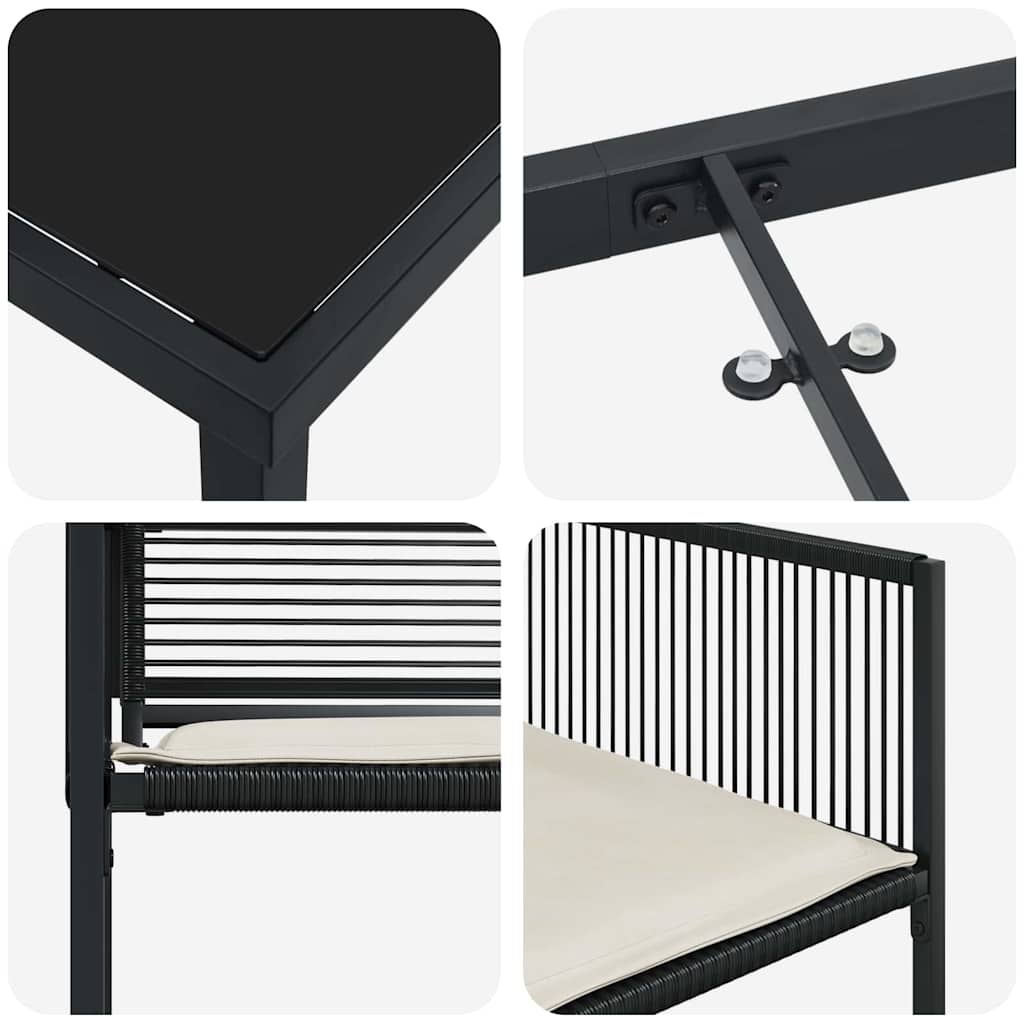 vidaXL Garden Dining Set 5 pcs Black Powder-Coated Steel