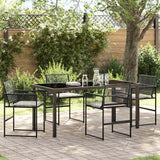 vidaXL Garden Dining Set 5 pcs Black Powder-Coated Steel