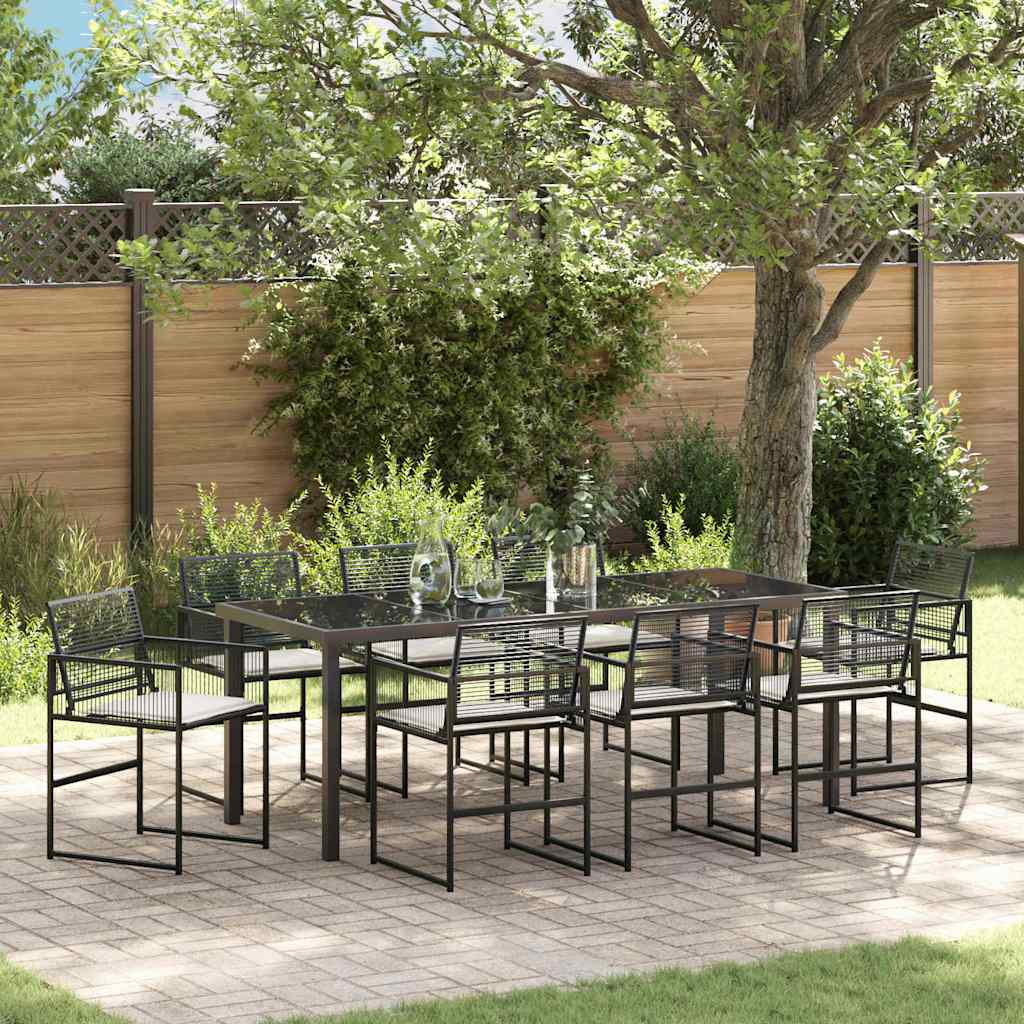 vidaXL Garden Dining Set 5 pcs Black Powder-Coated Steel