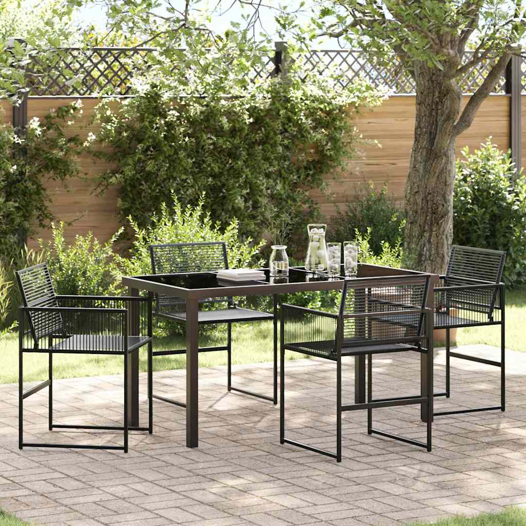 vidaXL Garden Dining Set 5 pcs Black Powder-Coated Steel