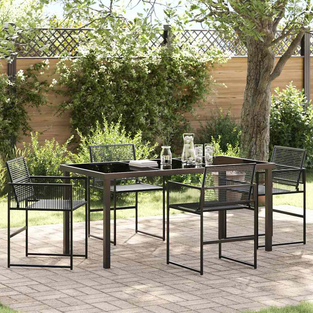 vidaXL Garden Dining Set 5 pcs Black Powder-Coated Steel