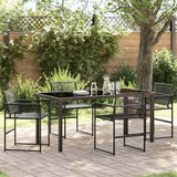 vidaXL Garden Dining Set 5 pcs Black Powder-Coated Steel