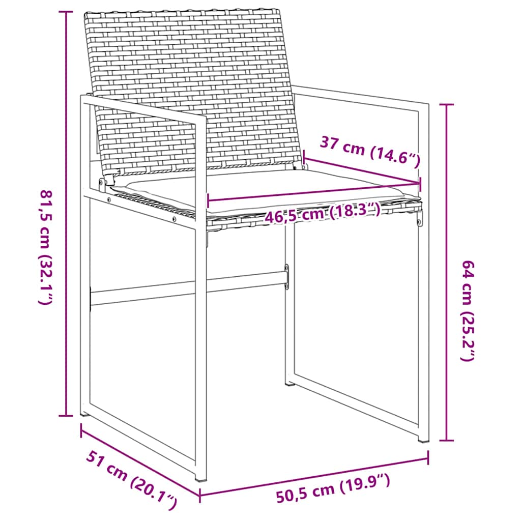 vidaXL Tuin Eettafel Set 5 pcs Zwart Gepoedercoat staal