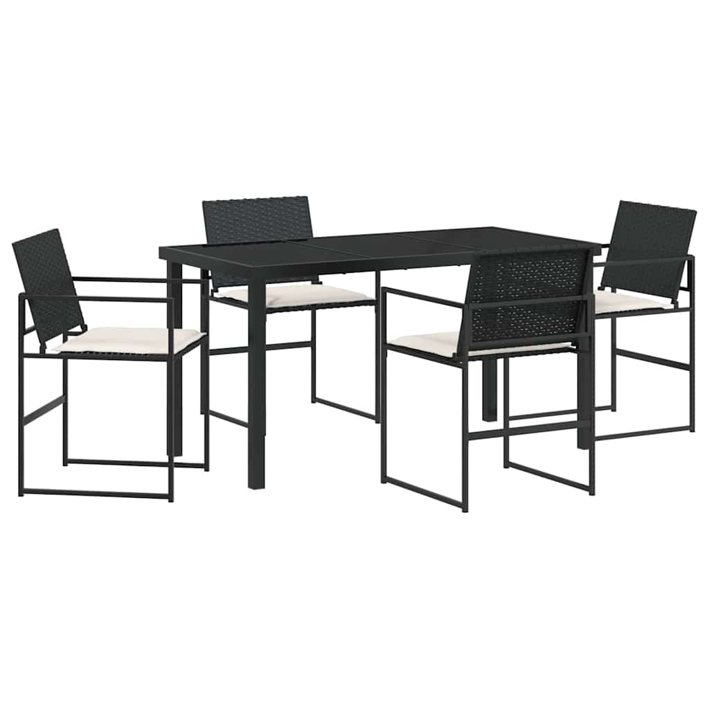 vidaXL Tuin Eettafel Set 5 pcs Zwart Gepoedercoat staal