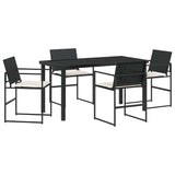 vidaXL Tuin Eettafel Set 5 pcs Zwart Gepoedercoat staal