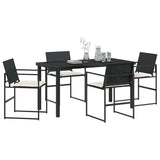 vidaXL Tuin Eettafel Set 5 pcs Zwart Gepoedercoat staal