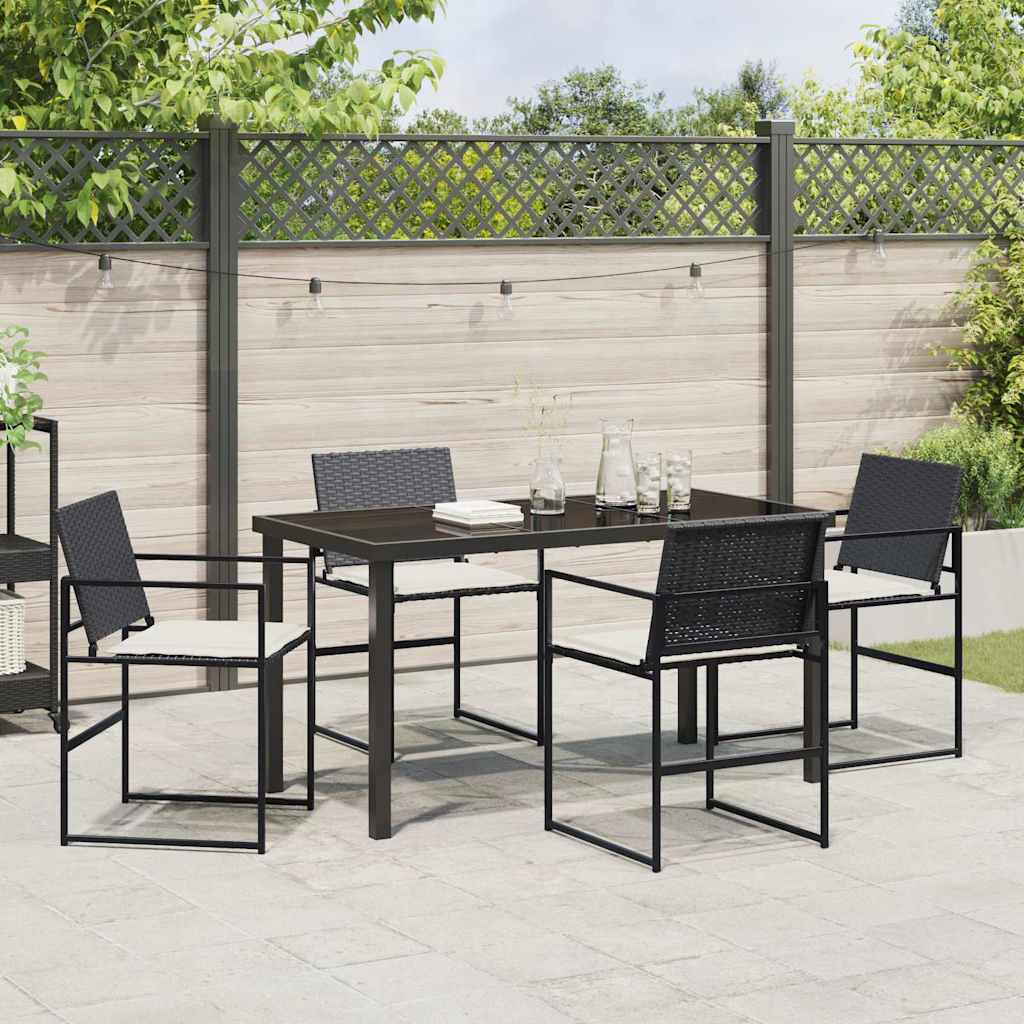 vidaXL Tuin Eettafel Set 5 pcs Zwart Gepoedercoat staal