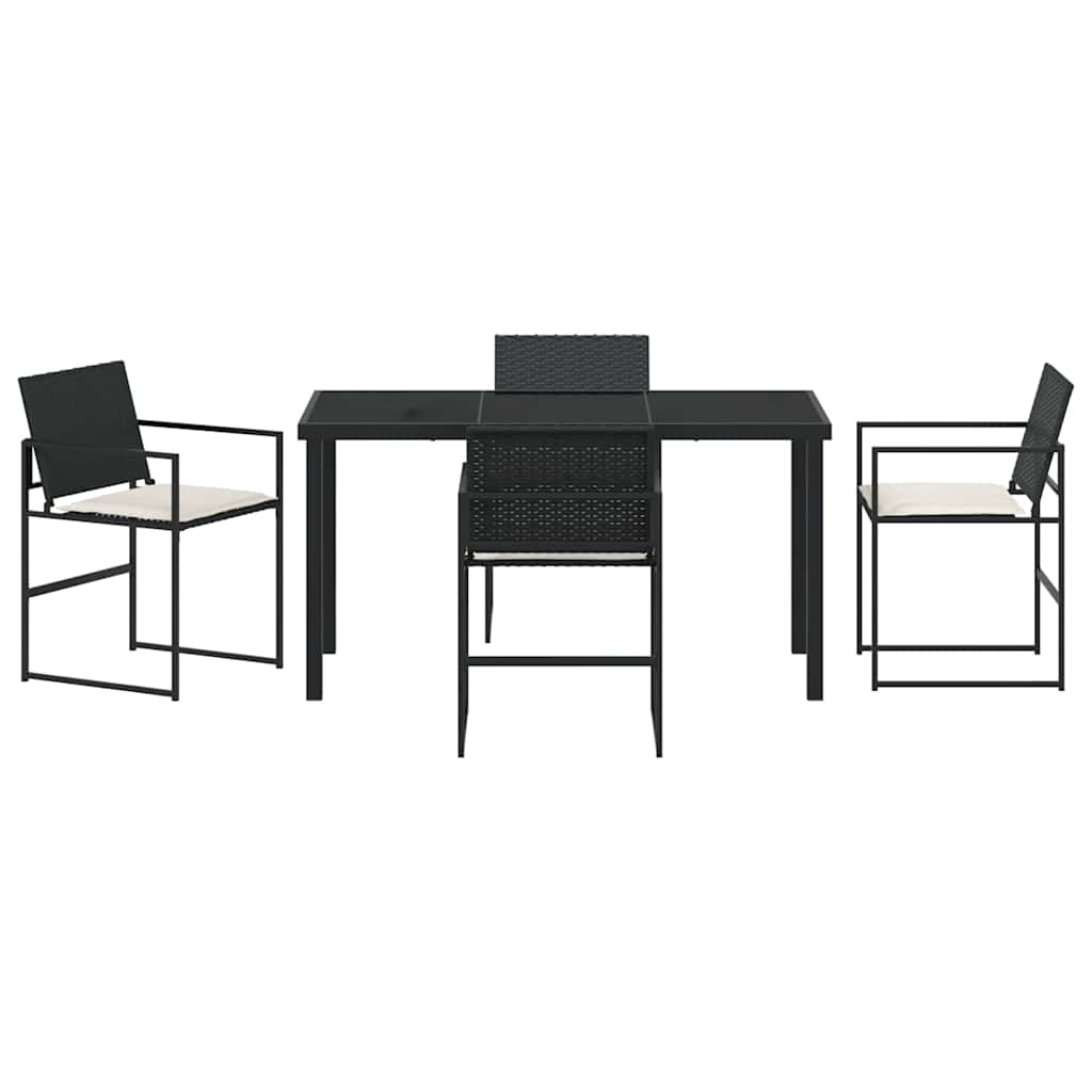 vidaXL Tuin Eettafel Set 5 pcs Zwart Gepoedercoat staal
