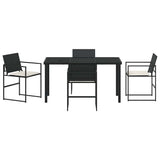 vidaXL Tuin Eettafel Set 5 pcs Zwart Gepoedercoat staal
