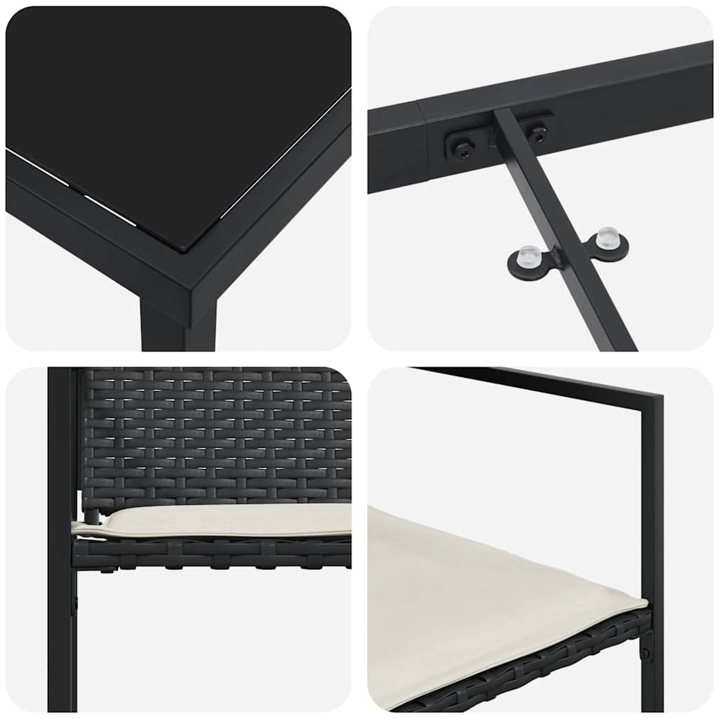 vidaXL Tuin Eettafel Set 5 pcs Zwart Gepoedercoat staal