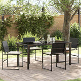 vidaXL Tuin Eettafel Set 5 pcs Zwart Gepoedercoat staal