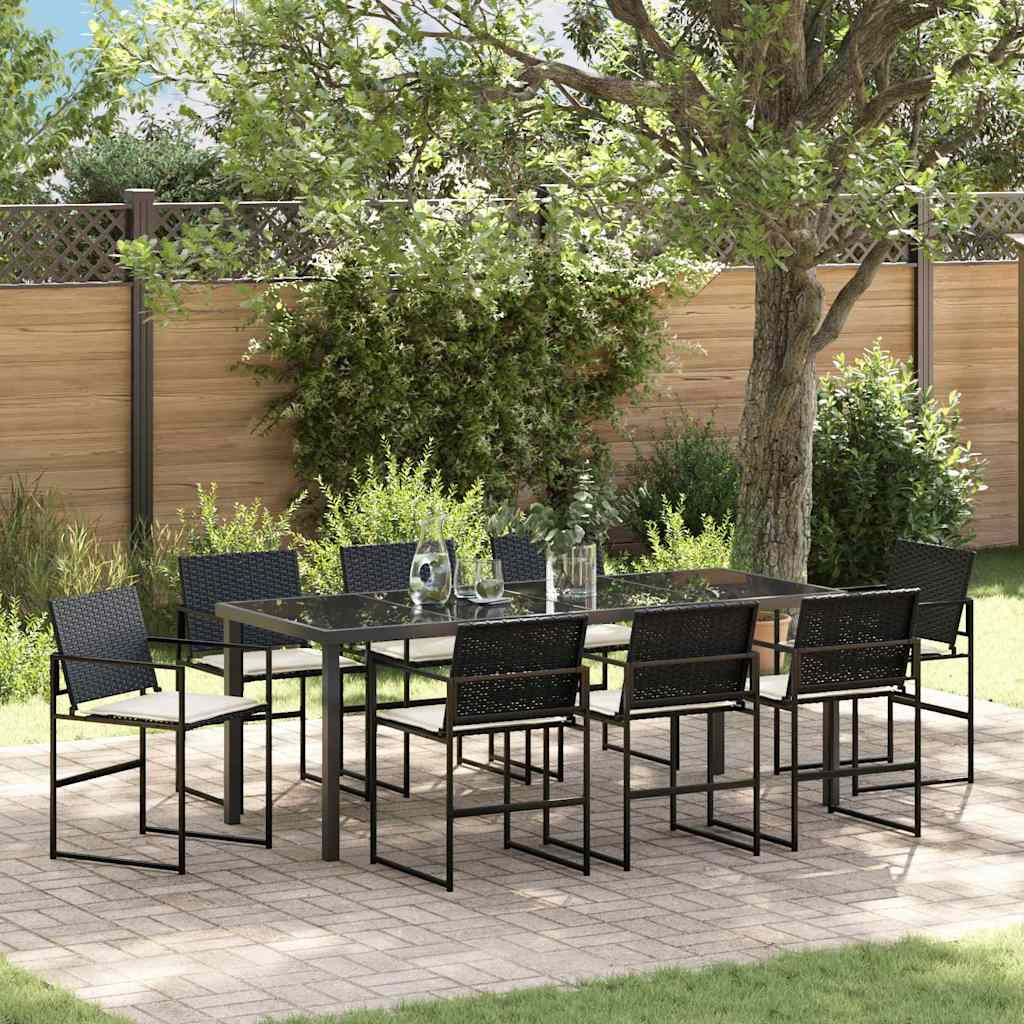 vidaXL Tuin Eettafel Set 5 pcs Zwart Gepoedercoat staal