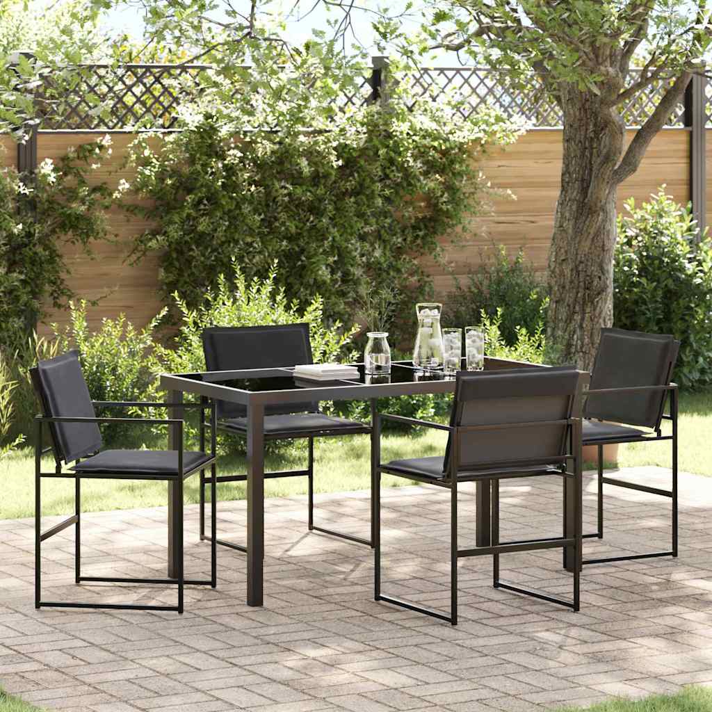 vidaXL Tuin Eettafel Set 5 pcs Zwart Gepoedercoat staal