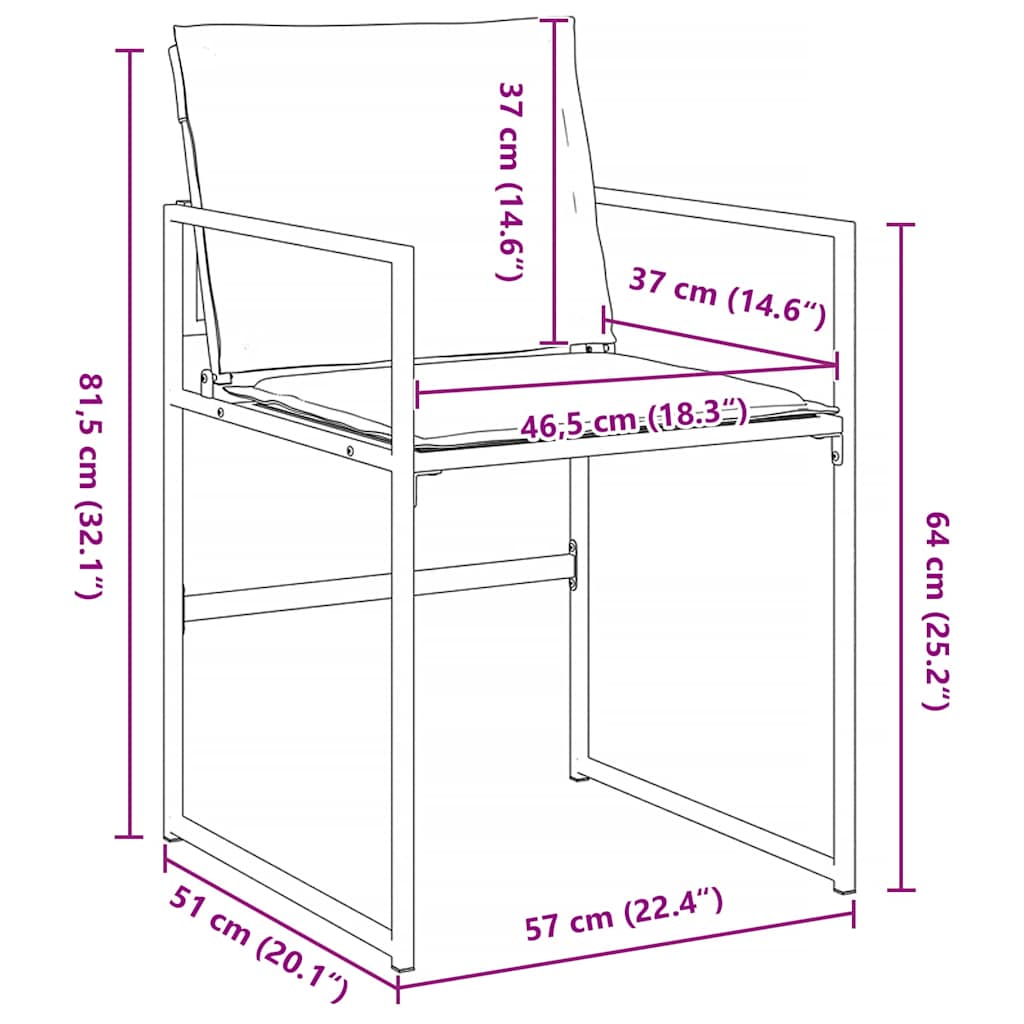 vidaXL Tuin Eettafel Set 5 pcs Zwart Gepoedercoat staal