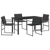 vidaXL Tuin Eettafel Set 5 pcs Zwart Gepoedercoat staal