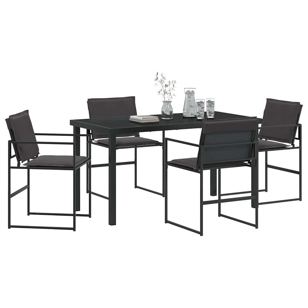 vidaXL Tuin Eettafel Set 5 pcs Zwart Gepoedercoat staal
