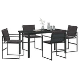 vidaXL Tuin Eettafel Set 5 pcs Zwart Gepoedercoat staal