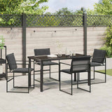 vidaXL Tuin Eettafel Set 5 pcs Zwart Gepoedercoat staal