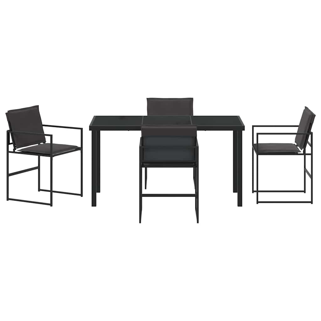vidaXL Tuin Eettafel Set 5 pcs Zwart Gepoedercoat staal
