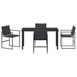 vidaXL Tuin Eettafel Set 5 pcs Zwart Gepoedercoat staal
