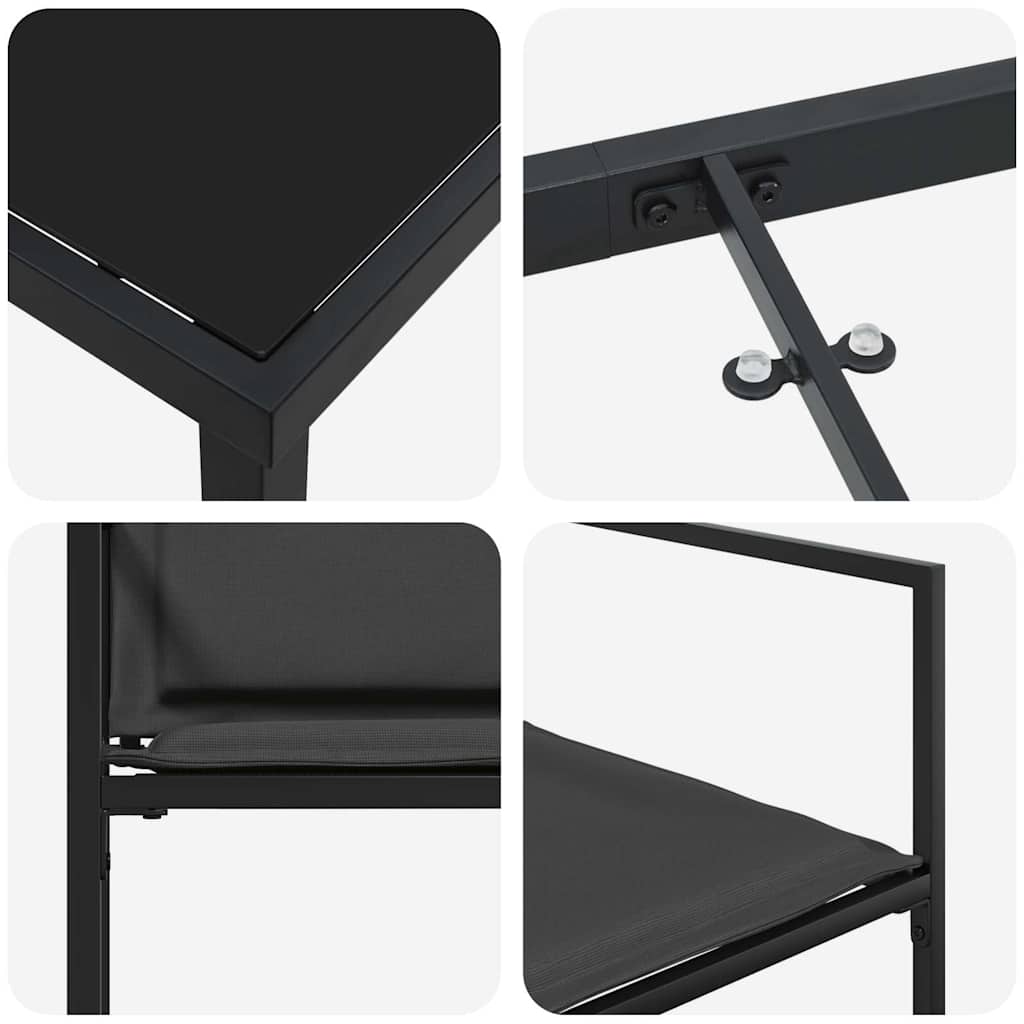 vidaXL Tuin Eettafel Set 5 pcs Zwart Gepoedercoat staal