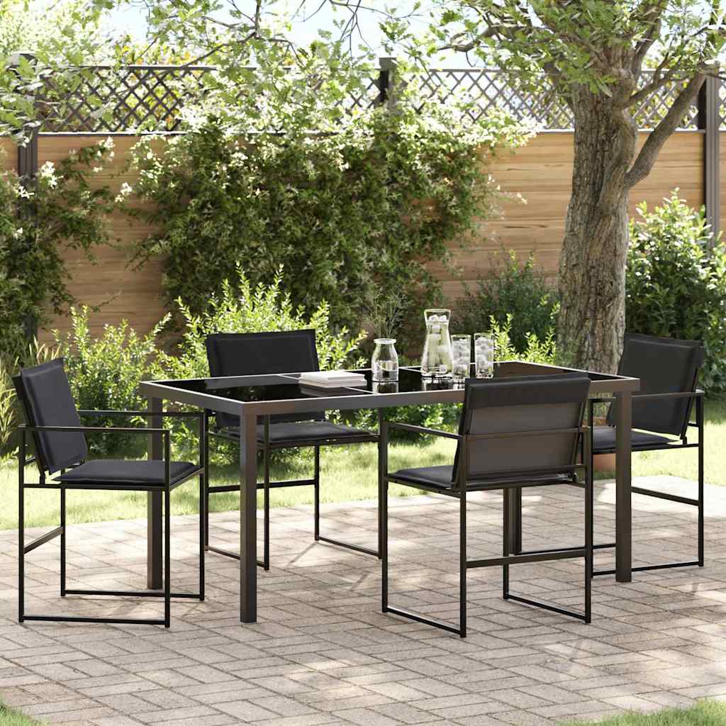 vidaXL Tuin Eettafel Set 5 pcs Zwart Gepoedercoat staal